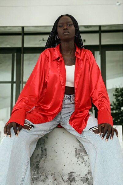 HAKKE Hafif Dökümlü Saten Yüzeyli GÖMLEK