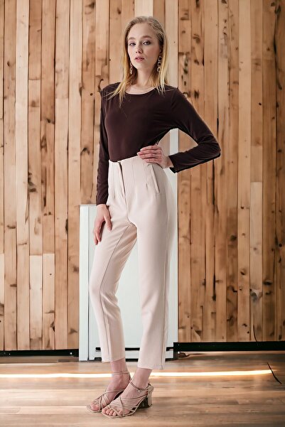 HAKKE Spodnie z wysokim stanem i podwójnym rozszerzaniem