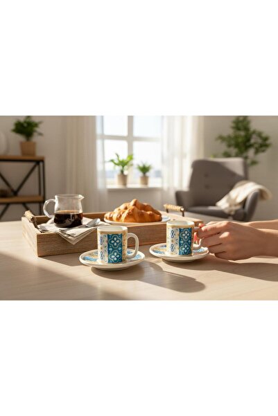 Turkuaz Porselen طقم فناجين قهوة من البورسلين من فوريوا، 4 قطع، 2 فنجان، 100 ...