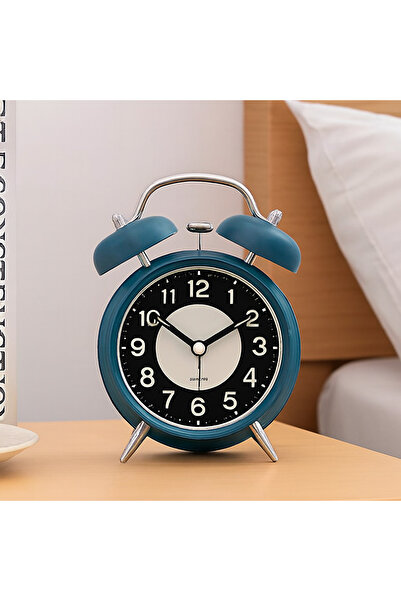 Livava Fosforlu Küçük Metal Masa Saati, Alarmlı ve Işıklı, Yeşil, 12x8