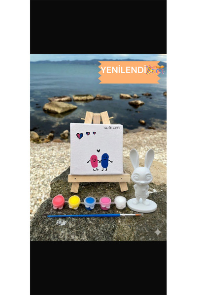 Ems Takı Aksesuar Zootropolis Tavşan figürü ve 10x10 mini tuval+mini şövale+ ...