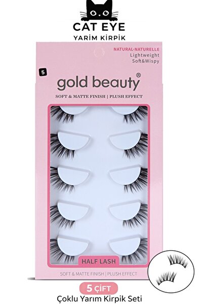 Sibelon Cat Eye Yarım Kirpik Seti 5 Çift – Doğal Görünümlü Half Lash Wispy Ta...