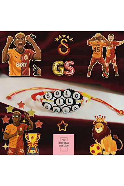 Crystal Atelier Galatasaray Victor Osimhen Örgü Makrome Bileklik - Taraftar B...