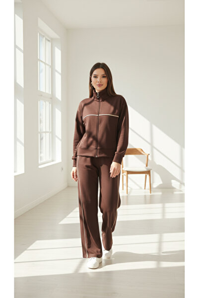 DUAS & CO Women's Modal Fabric Zippered Transitional Tracksuit Set
