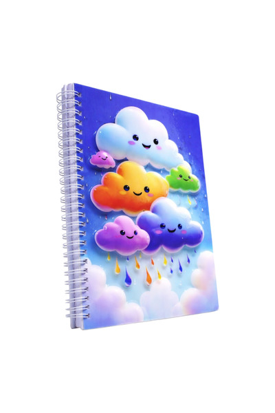 OMATEK SMART TECHNOLOGIES دفتر ملاحظات حلزوني ثلاثي الأبعاد على شكل سحابة ملونة