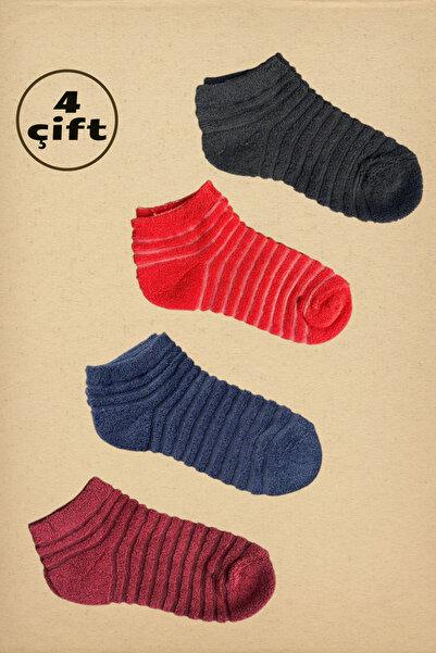 İbrahim Berk 4 чифта дамски двустранни кърпички за крака Цветни памучни двуст...