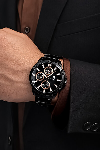 S.POLO ساعة يد رجالية من المعدن باللون الأسود من New Season مع سوار من العقيق...