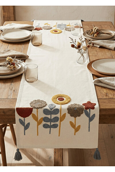 Destiva Home سجادة قطنية مطرزة بنمط زهور من بولدان (40×130 سم)