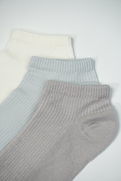 Rumon Cotton Corded Fabric Stitch-Free Short Women's Socks Set of 3