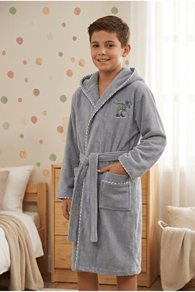 VAROL Bambu Nakışlı Garson Boy Bornoz - Dino