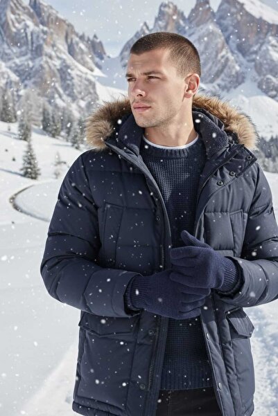 eleven market Erkek Eldiven Kışlık Örgü Eldiven Siyah