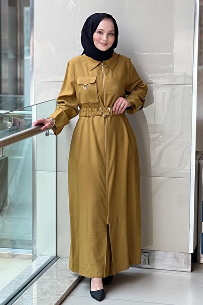 Nuss Zippered Dress with Pocket Detail and Belted Waist