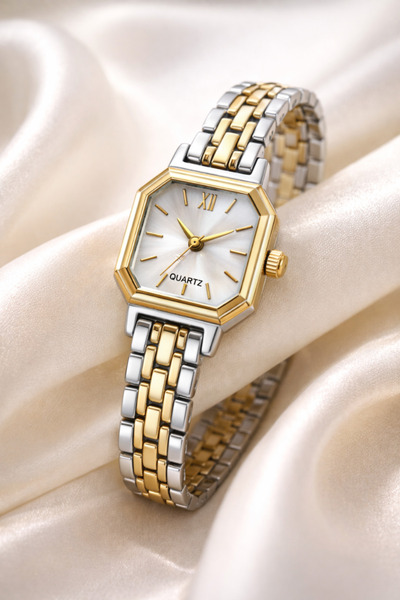 İnogge İnogge Flora İki Renkli Minimal Roma Rakamlı Kadın Kol Saati