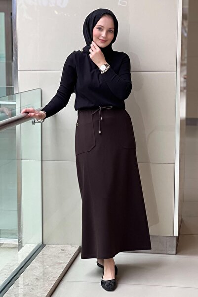 sentez giyim Sentez Elenna Cep Düğmeli Çan Etek