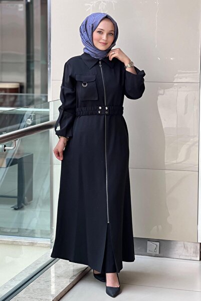 Nuss Zippered Dress with Pocket Detail and Belted Waist