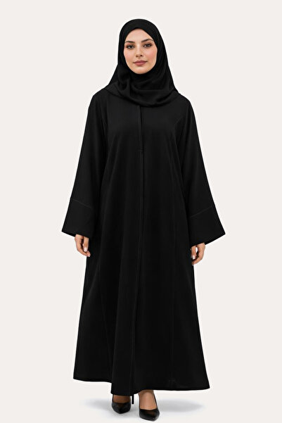 Stylish عباية كويتي كريب ملكي باللون الأسود