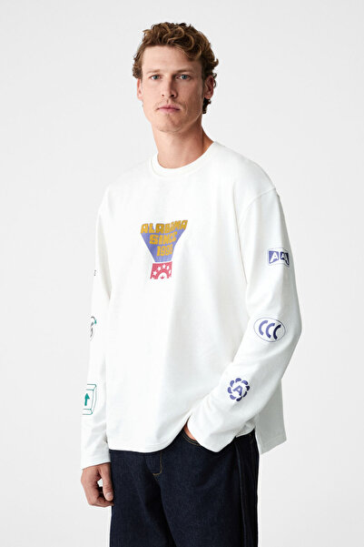 GRIMELANGE KALIMERA Erkek %100 Organik Pamuklu Bisiklet Yakalı Uzun Kollu Bey...