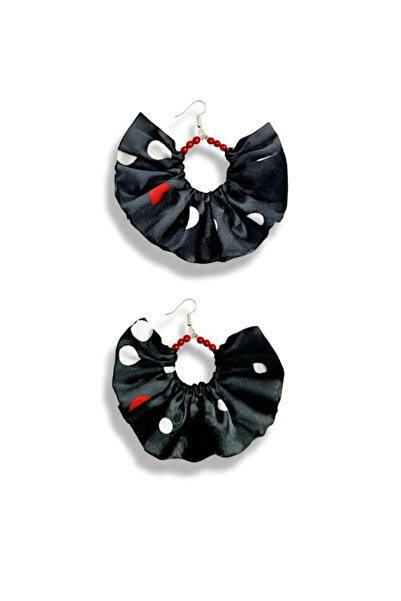 maia أسود أحمر وأبيض البولكا نقطة نسيج الساتان مع تصميم اللؤلؤ الأحمر استرخى ...