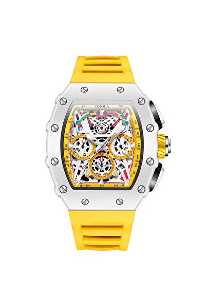 onola 6827W Skeleton Silicone Watch 44mm Quartz Waterproof 3ATM – Tonneau Des...