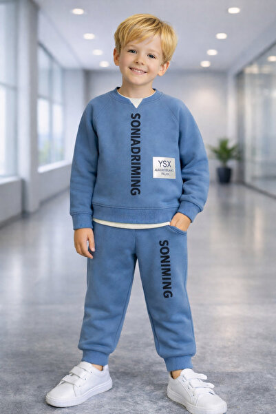 RAPAPA Trening pentru băieți 3 fire Ş cu căptușeală din fleece Albastru B cu ...