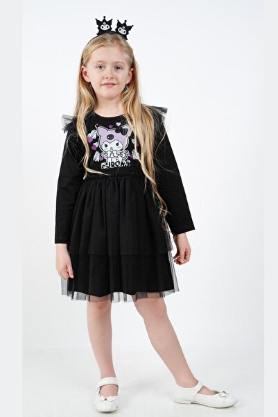 Cantoy Kız Çocuk Kuromi Tül Detaylı Elbise