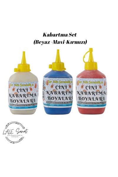 Lale Sanat Kabartma Set (beyaz-mavi-kırmızı) 100' Er Gr Sıraltı Seramik Ve Çi...