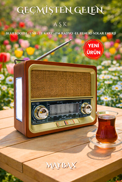 OWWOTECH Nostaljik Radyo Fm Sd Usb Ahşap Görünümlü Bluetooth Hoparlör Ahşap R...