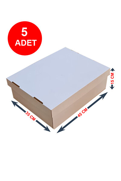 kutucum 35 X 45 X 15 cm Dikdörtgen Pasta Kutusu 3 ADET | Beyaz OLUKLU MUKAVVA...