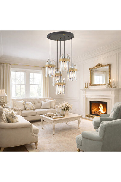 HubRom Κρυστάλλινος πολυέλαιος, APATIT 3944-05Y-BLL 50x80 cm 5xE27-60W Μαύρο ...