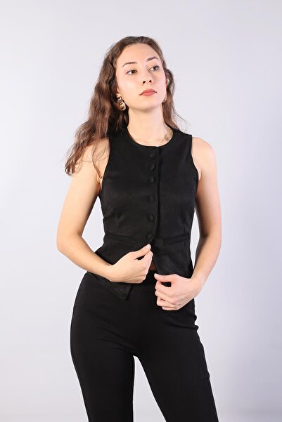 Mckanzie 6435 Vestă din piele intoarsa cu nasturi placati