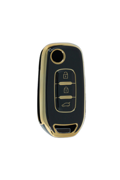 AutoHan Keys غطاء مفتاح من مادة TPU لسيارة رينو ميجان 4 وكليو 5، أسود ذهبي