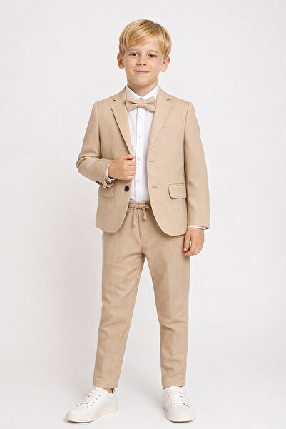 RAPAPA Чоловічий дитячий кремовий костюм, набір з 4 предметів (піджак, сорочк...