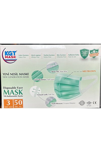 Genel Markalar Cerrahi Maske YEŞİL ,ultrasonik Gövde,burun Telli 50 Adet Esne...