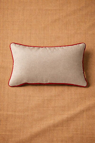 Alacastore Husa de perna dreptunghiulara bej cu garnitura rosie 30x50