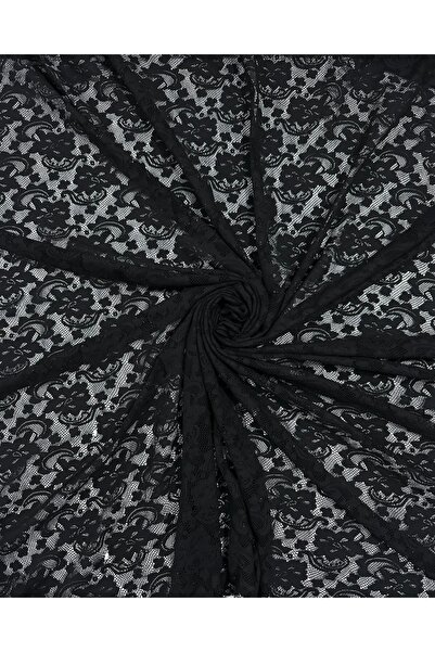 kumaşçıtr Siyah Likralı Dantel Kumaş (En 150 cm) – Elbiselik, Abiyelik, Süsleme