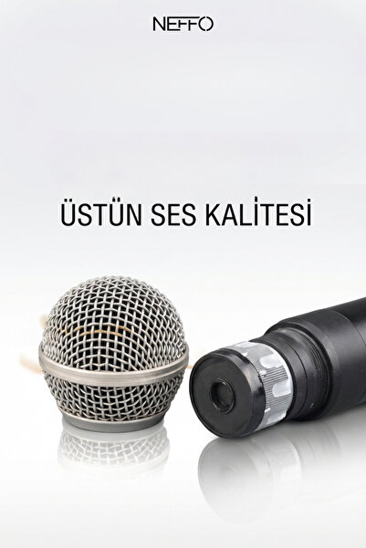 NEFFO Çiftli Kablosuz Mikrofon Seti – Şarj Edilebilir Karaoke Mikrofonu, 50 M...