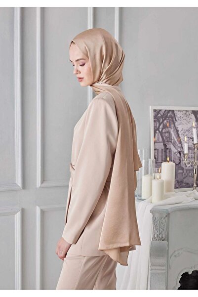 gül sezgin butik Women's Gold Satin Janjan Abi̇ye Tesettür Shal