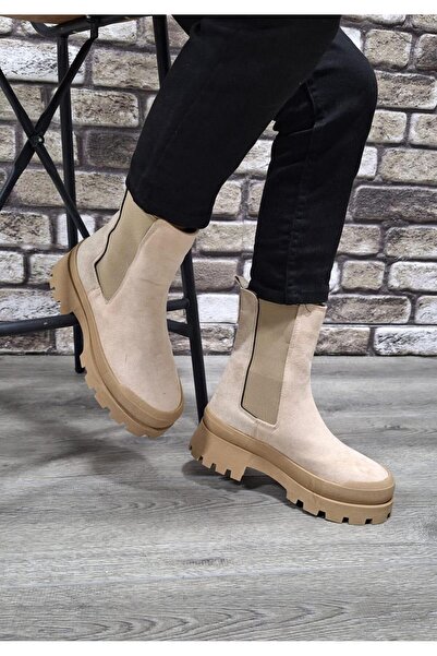 Bukond Yandan Lastikli Kalın Taban Günlük Uzun Süet Bot