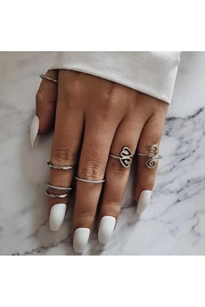 Pursehuit Set de 7 inele, argintii cu diverse forme, Sargit C4