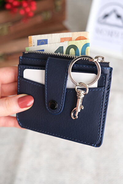 Norvi Leather Snap Fastener Zippered Card Holder 1253