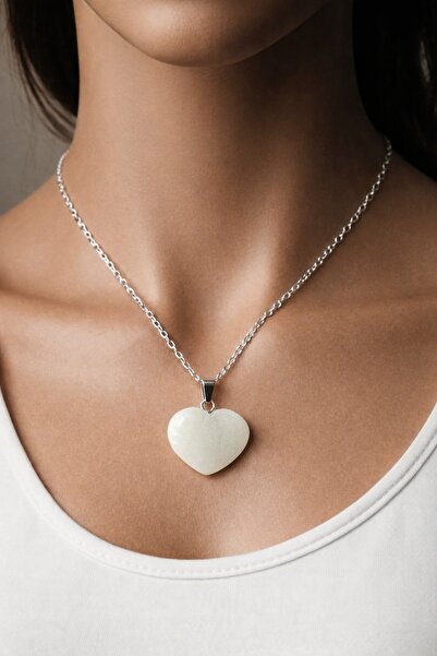 Boox99 Natural Stone Night Glowing Heart Cut Moon Light Small Size Necklace