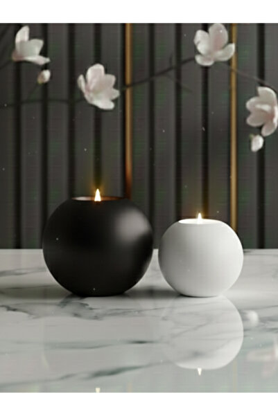 LUNİVAA HOME Dekoratif Küre Şekline 2li Renkli Büyük ve Küçük Mumluk Ev, Ofis...
