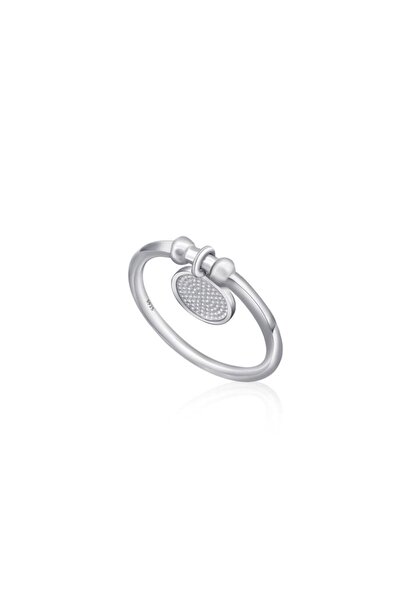 Pursehuit Inel din argint 925, placat cu rodiu, cu monedă, C1 Nord