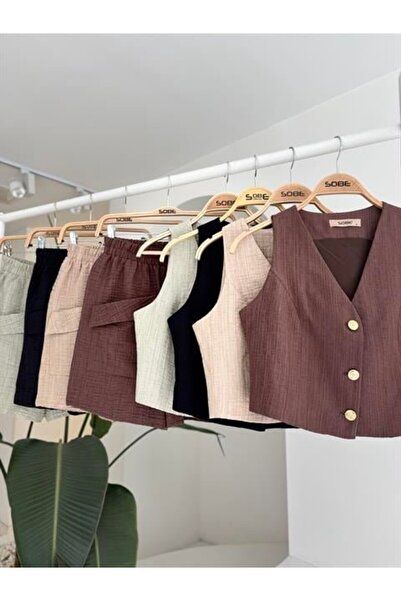 JANES Mini Vest and Shorts Linen Suit 10176-08