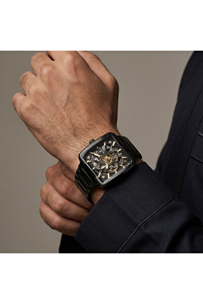 Daniel Klein Skeleton Black Stainless Steel Watch for Men DK.1.14279-5