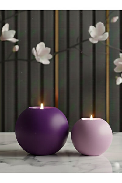 LUNİVAA HOME Dekoratif Küre Şekline 2li Renkli Büyük ve Küçük Mumluk Ev, Ofis...