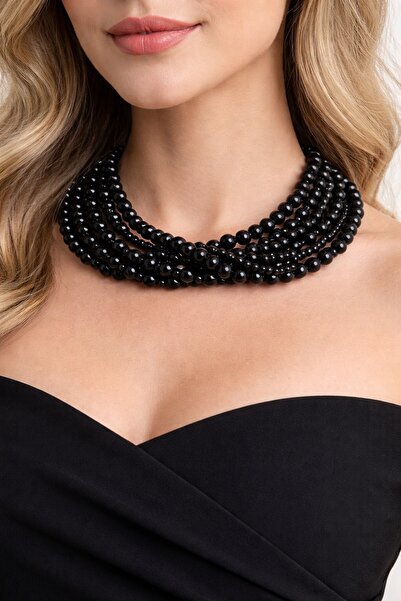 Boox99 Wip Choker Inci Kolye Özel Tasarım Siyah Kolye
