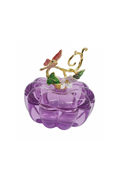 Flower Toys Decorative Mini Glass Pumpkin Ring Box 8 cm