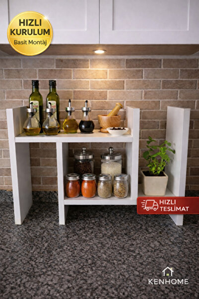 KENHOME AYARLANABİLİR Tezgah Üstü 2 Katlı Mutfak Düzenleyici – Baharatlık & K...