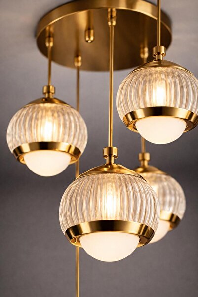 AURA LIGHTING Damla Sarkıt 4'Lü Gold 3 Renk LED Modern Salon/Oturma Odası Avi...